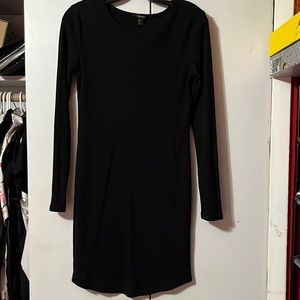 Black ribbed knee length dress